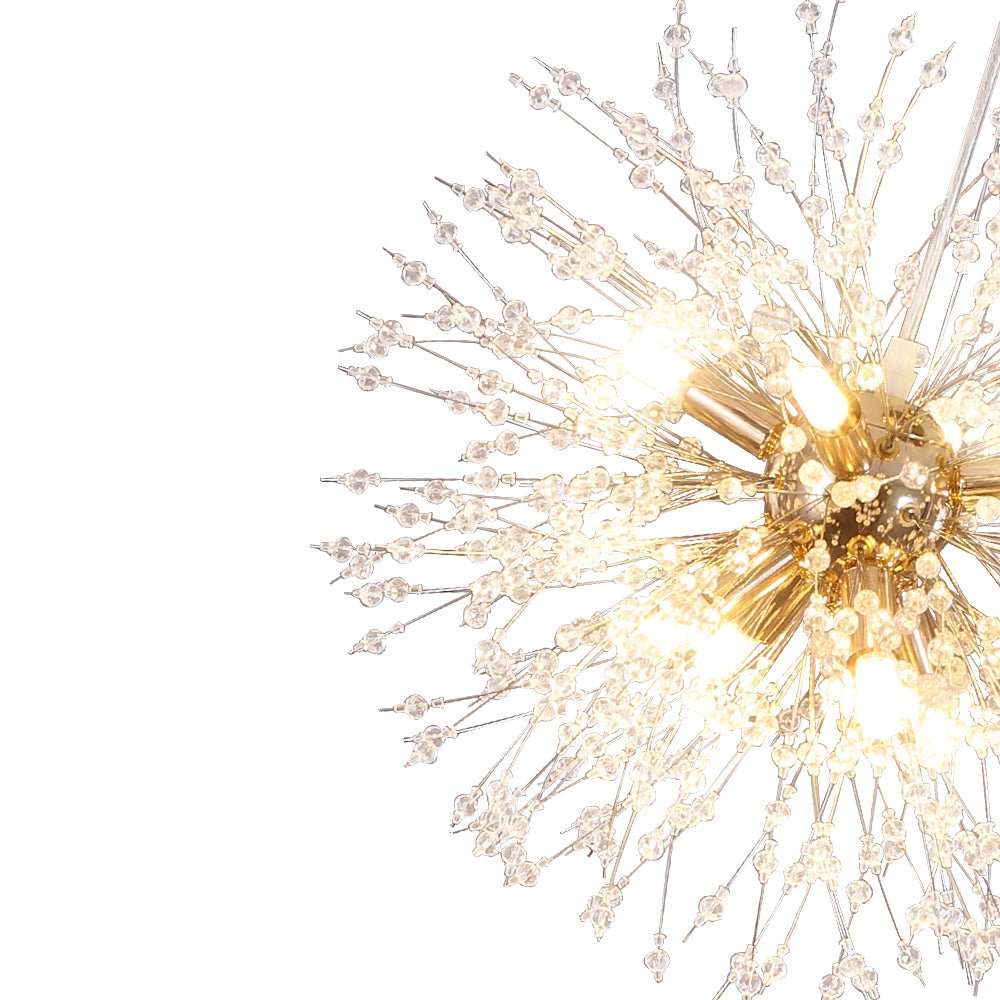 Chandelier Fireworks Dandelion Brass 3 or 5 Globes 24-40 Lights Hall Living Room Dimmable