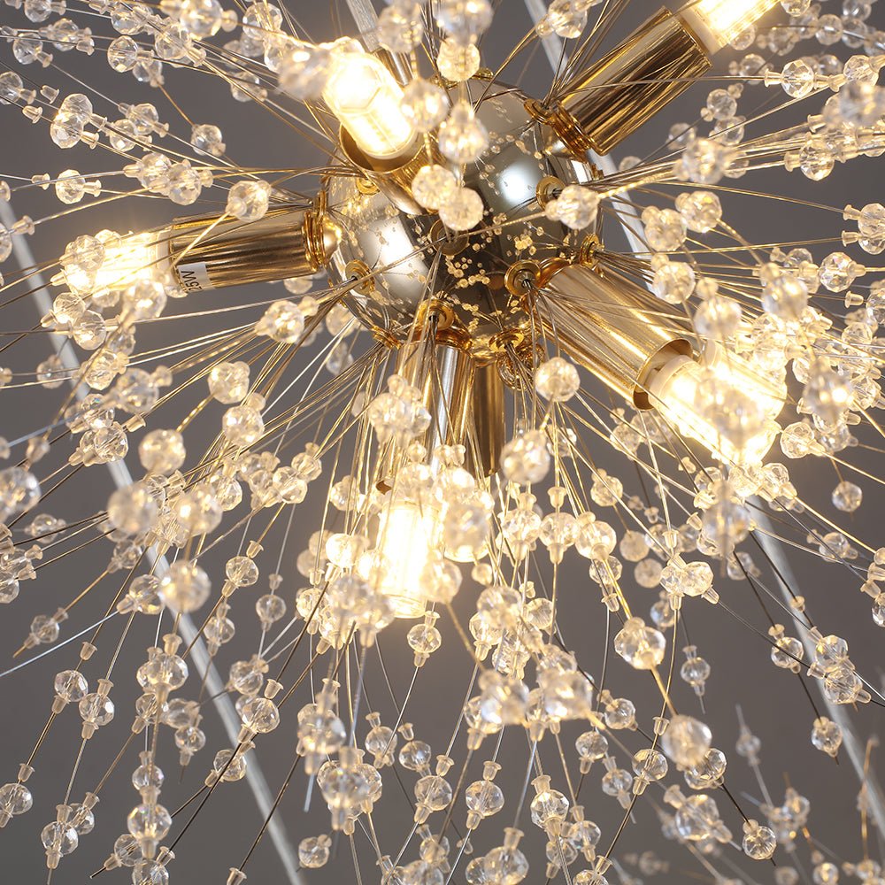 Chandelier Fireworks Dandelion Brass 3 or 5 Globes 24-40 Lights Hall Living Room Dimmable