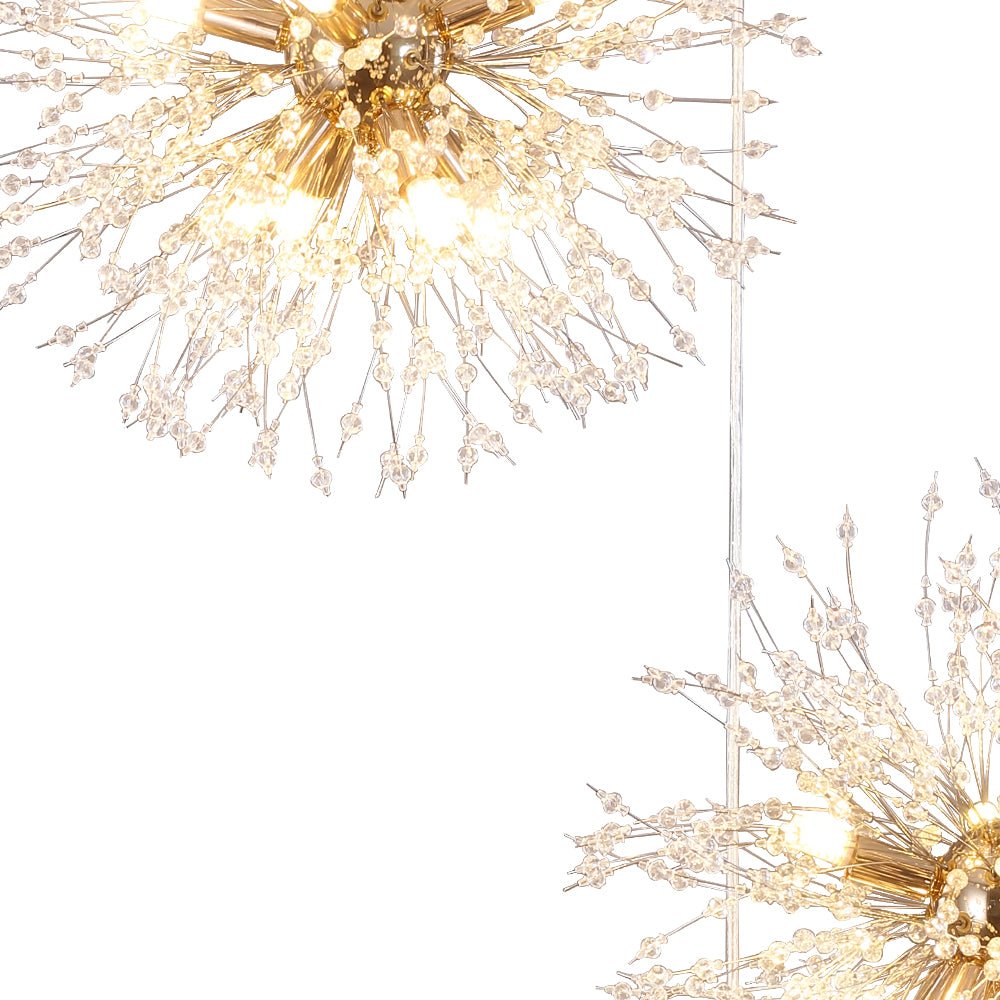 Chandelier Fireworks Dandelion Brass 3 or 5 Globes 24-40 Lights Hall Living Room Dimmable