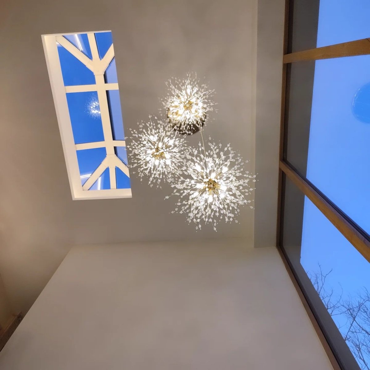 Chandelier Fireworks Dandelion Brass 3 or 5 Globes 24-40 Lights Hall Living Room Dimmable
