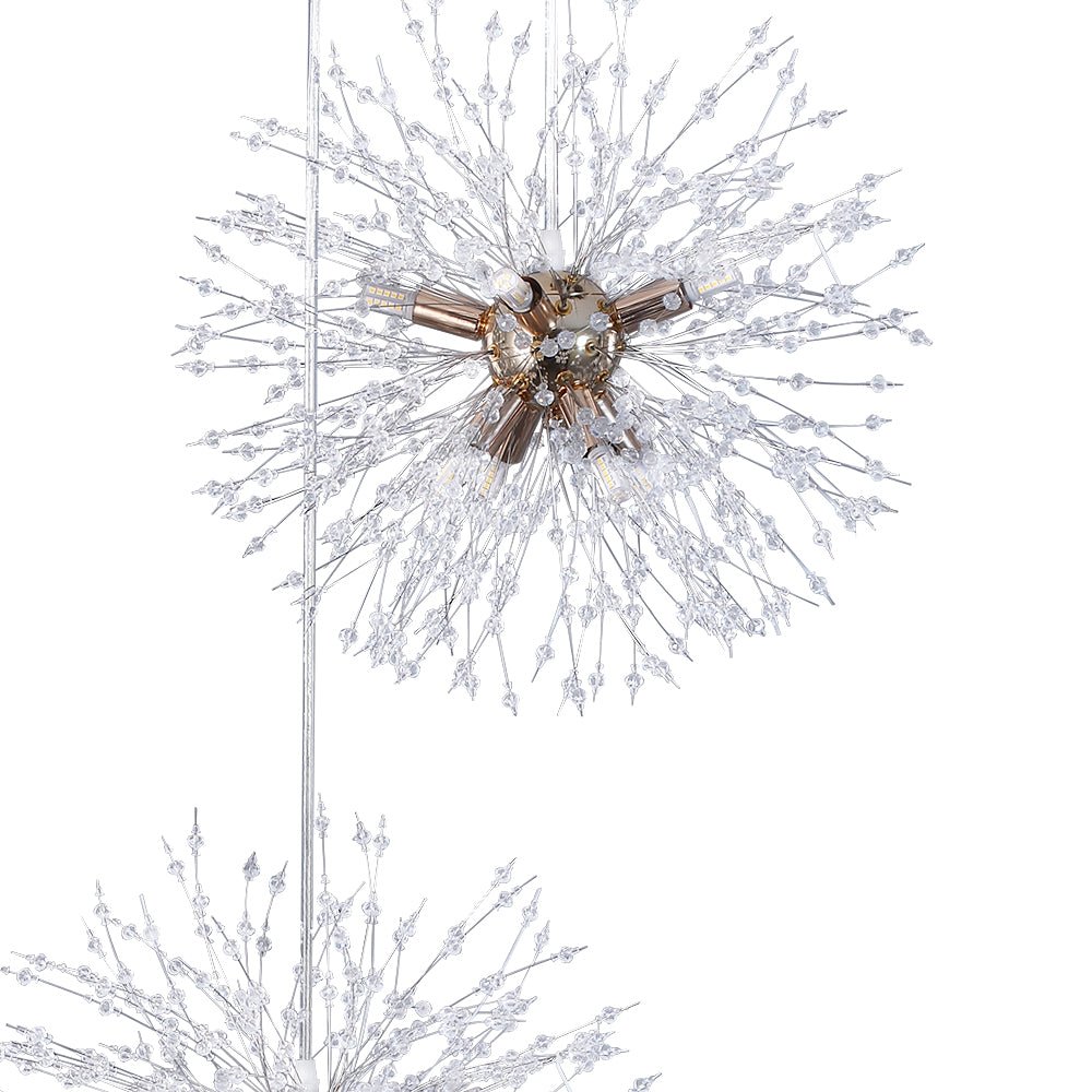 Chandelier Fireworks Dandelion Brass 3 or 5 Globes 24-40 Lights Hall Living Room Dimmable