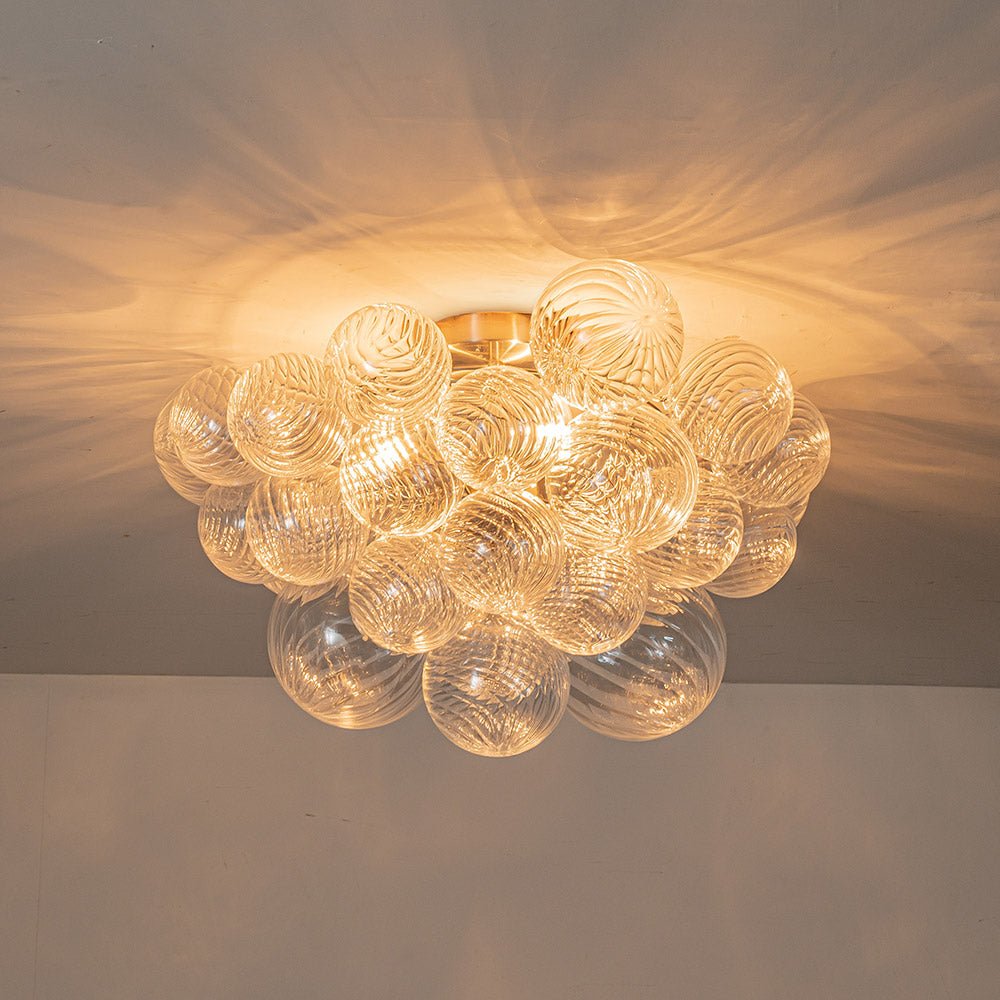 Plafoniera z kloszami w formie szklanych kul, 3-punktowa, mosiężna, 53 cm, do łazienki i salonu, glamour