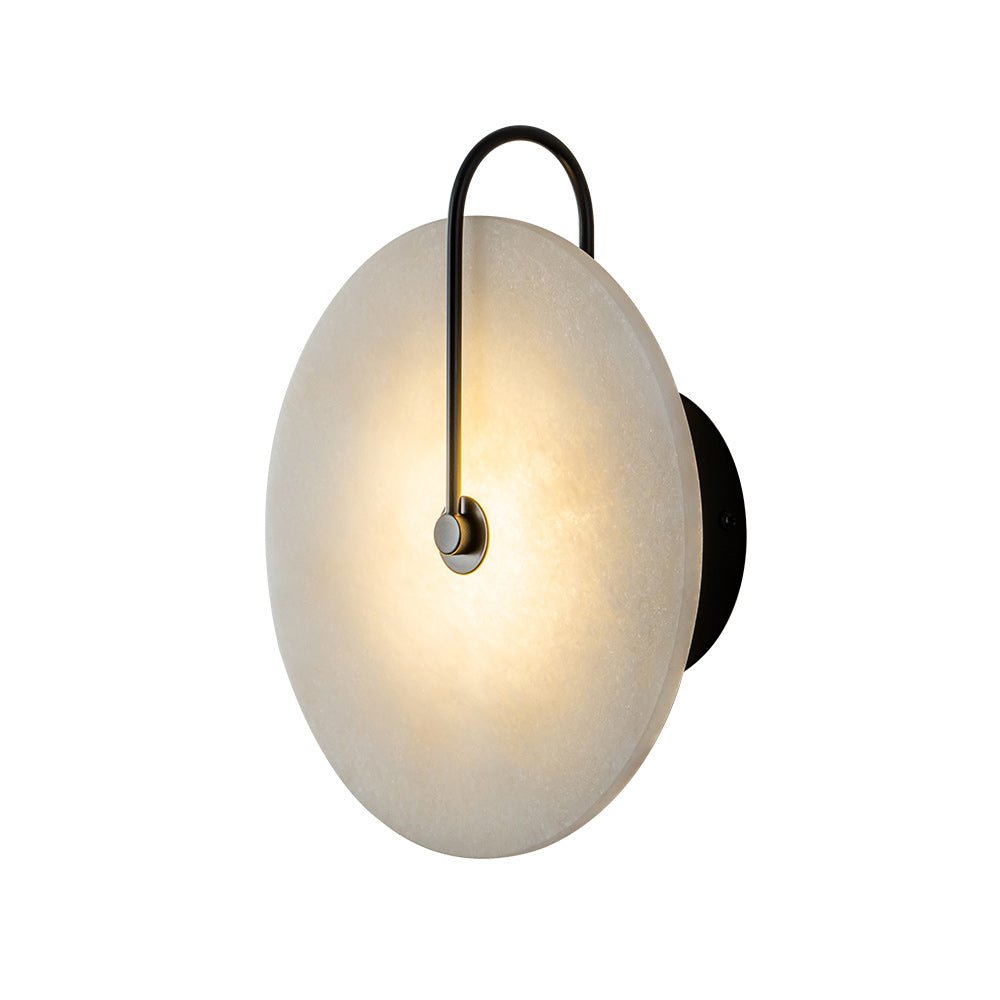 Aplique de pared redondo de mármol, LED, 5W, negro y blanco, 25cm, dormitorio, recibidor, salón, estilo Mid-Century