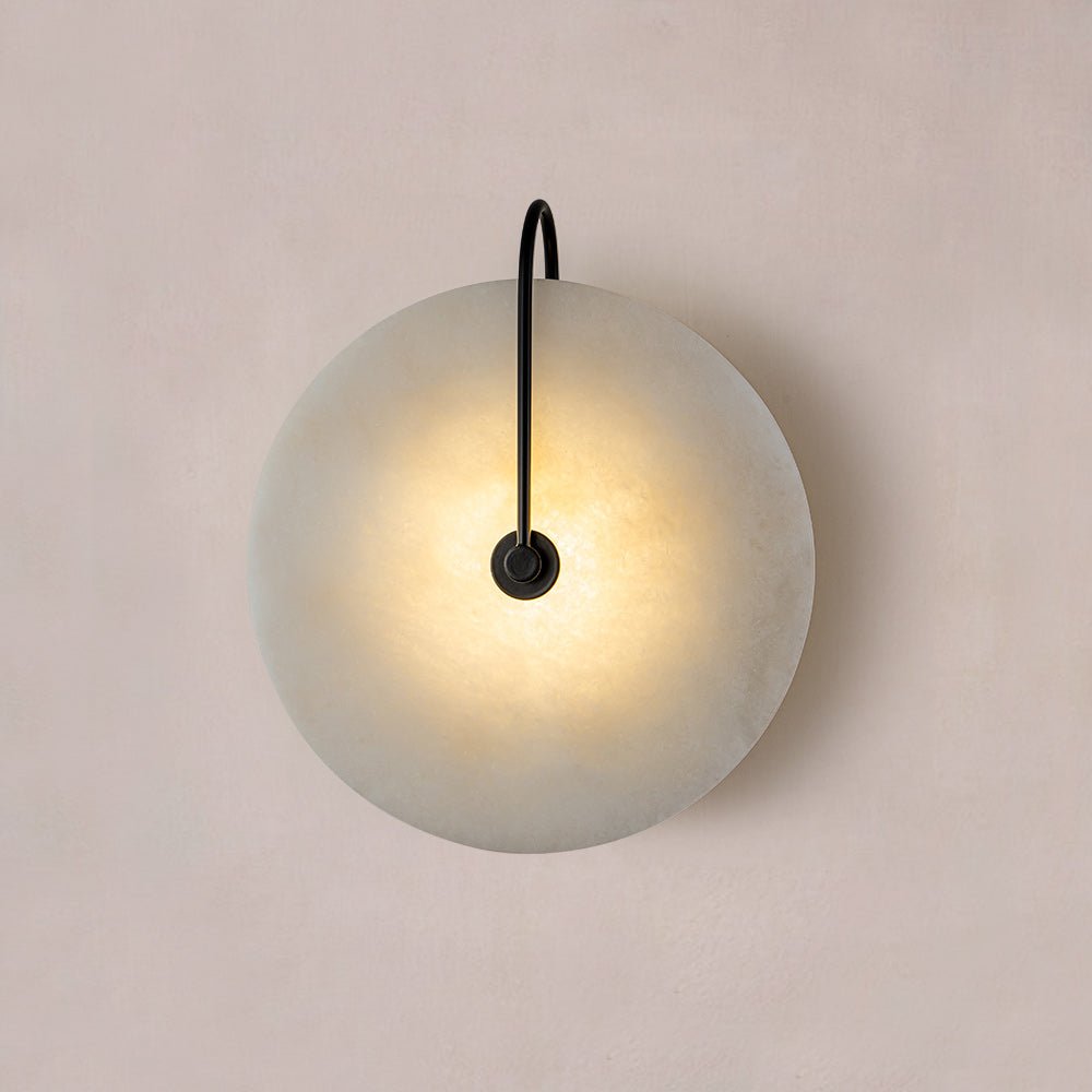 Aplique de pared redondo de mármol, LED, 5W, negro y blanco, 25cm, dormitorio, recibidor, salón, estilo Mid-Century