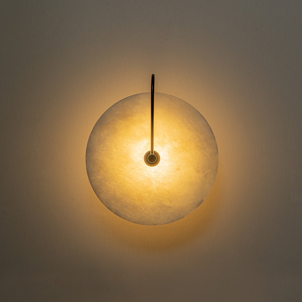 Aplique de pared redondo de mármol, LED, 5W, negro y blanco, 25cm, dormitorio, recibidor, salón, estilo Mid-Century