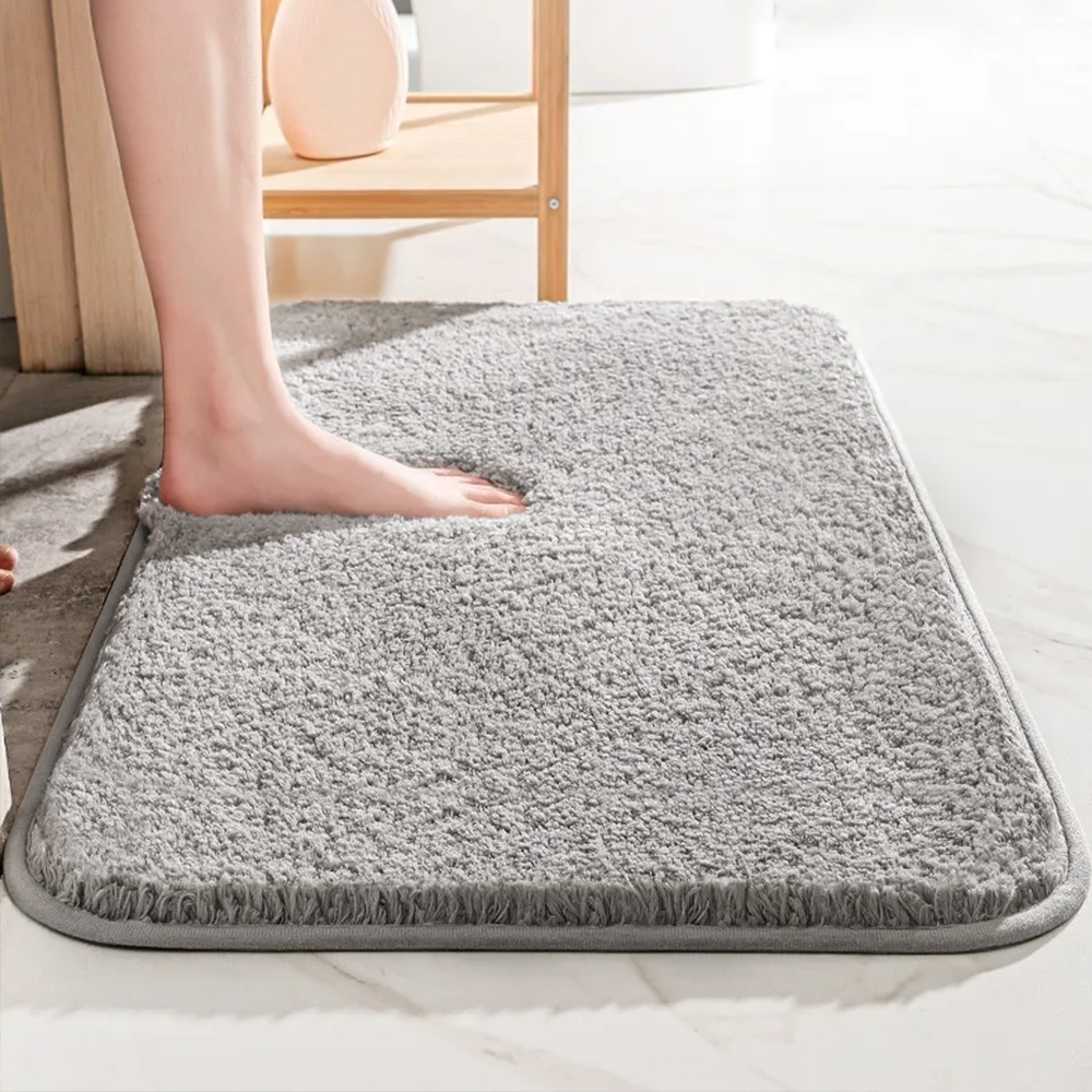 Badematte Mikrofaser dick 40x60 50x80 60x90 cm Grau Badezimmer Antirutsch saugfähig weiche Badematte waschbar Duschmatte | Sansoti