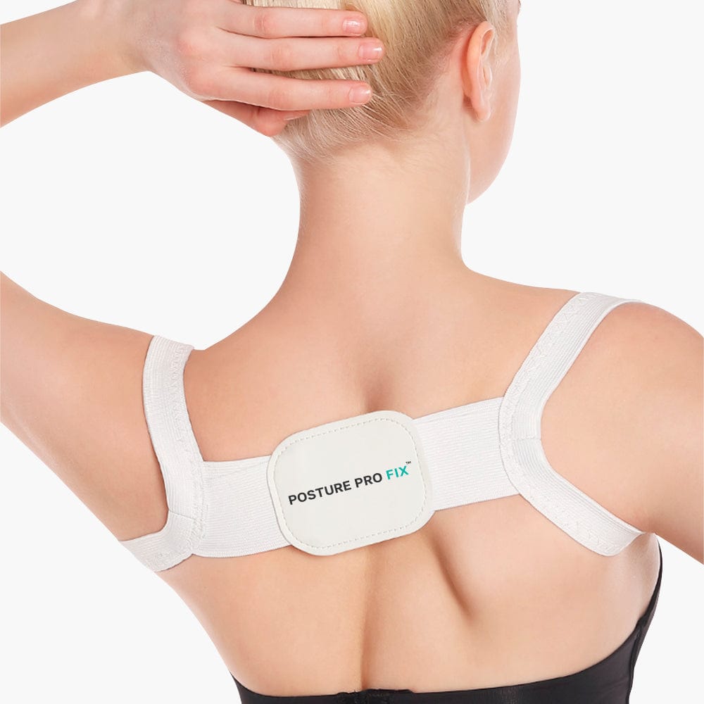 Posture Corrector Back Support Adjustable Black White Ergonomic Back Brace Shoulder Support Pain Relief Daily Use Sports | Sansoti
