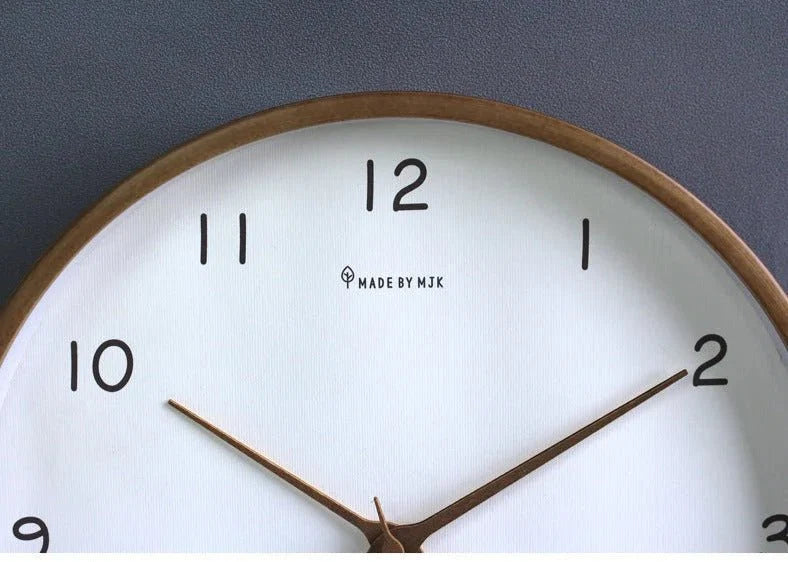 Wooden Wall Clock Analog Minimalist Design Natural Cream Brown Living Room Kitchen Office Silent Movement | Sansoti
