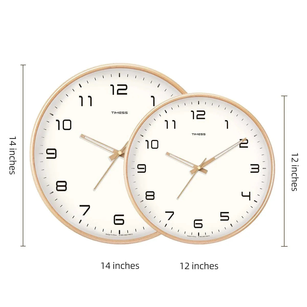 Wooden Wall Clock Analog Minimalist Design Natural Cream Brown Living Room Kitchen Office Silent Movement | Sansoti