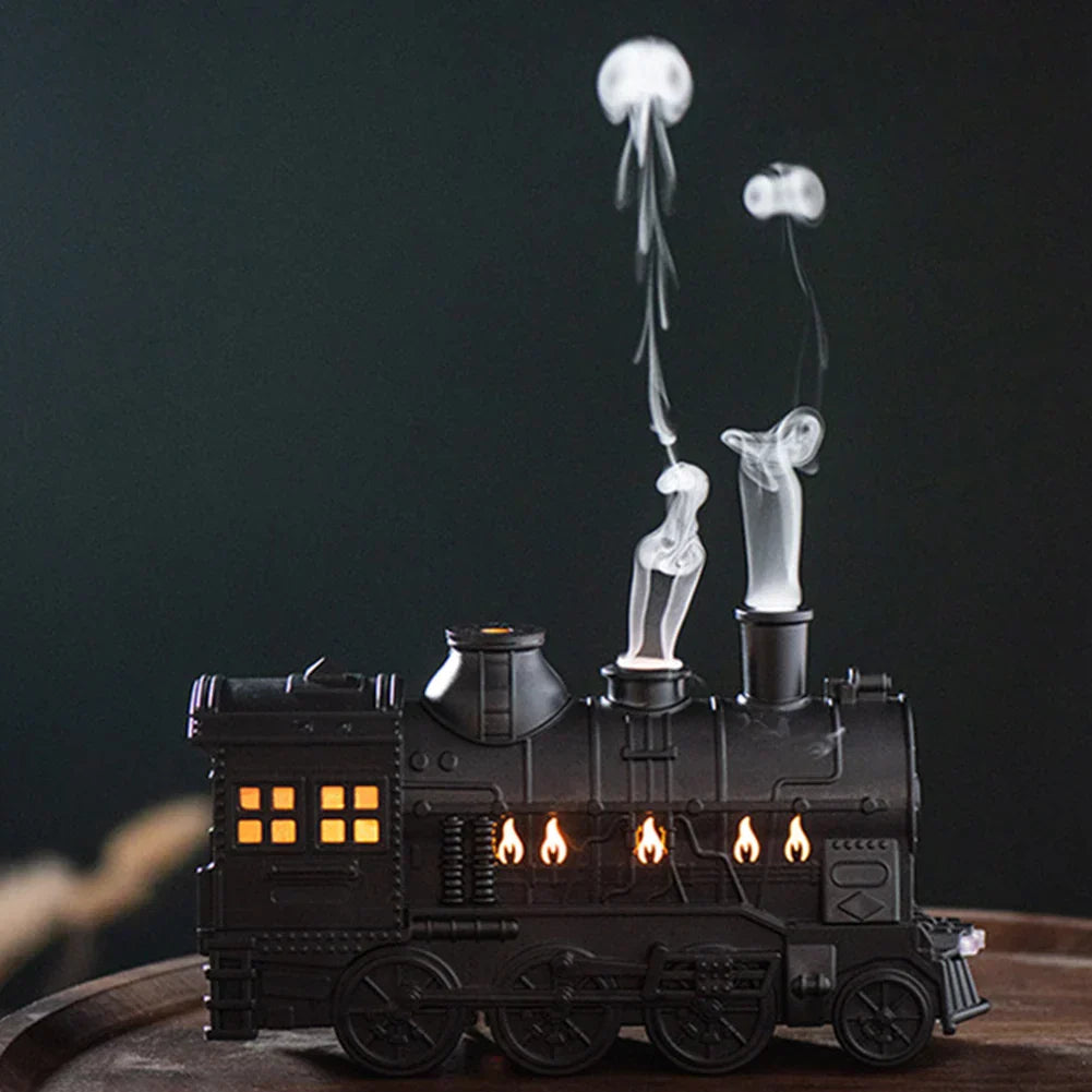 Ultrasonic Train-Shaped Humidifier – Quiet Air Freshener for Bedroom – Compact Mist Sprayer with LED – Portable Mist Maker – Decorative Humidification | Sansoti