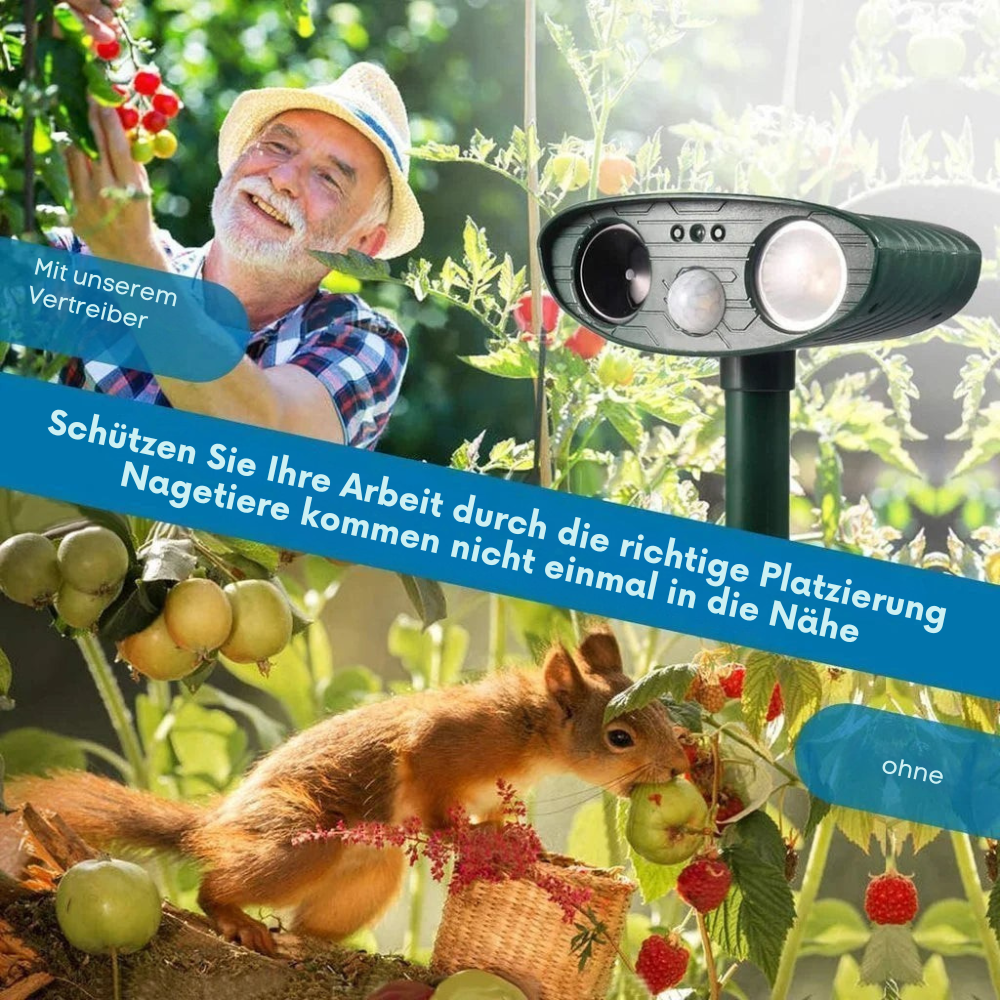 Solar Dierenverjager met Ultrasoon Geluid 4-Delige Set – PIR 9,14m Bereik – 18–40 kHz Frequentie – 110° Detectiehoek voor Tuin en Wildlife Bescherming | Sansoti