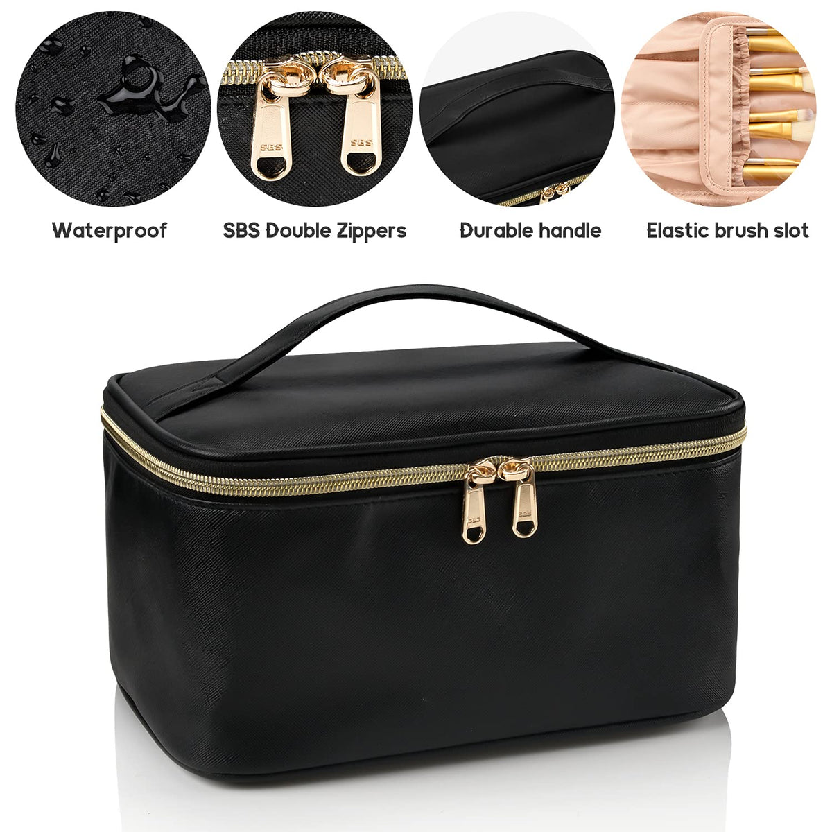 Cosmetics Organizer with Adjustable Dividers and Handle | Portable Makeup Case for Travel and Home | Sansoti