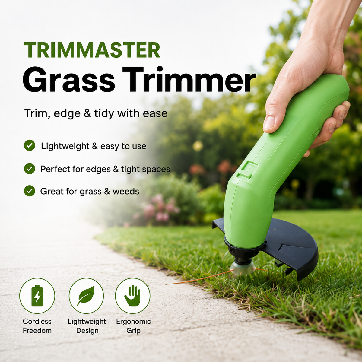 Mini Rechargeable Cordless Grass Trimmer – Lightweight Adjustable Grass Cutter for Garden and Lawn | Sansoti