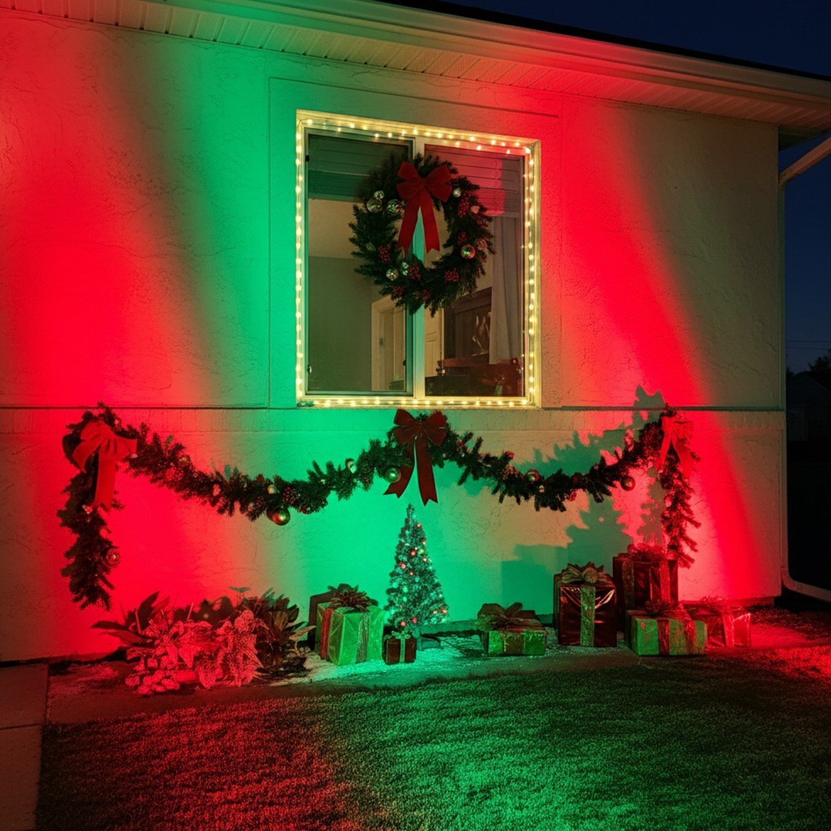 Projecteur de jardin LED RGB étanche avec télécommande, éclairage extérieur réglable à changement de couleur pour le jardin et la terrasse | Sansoti