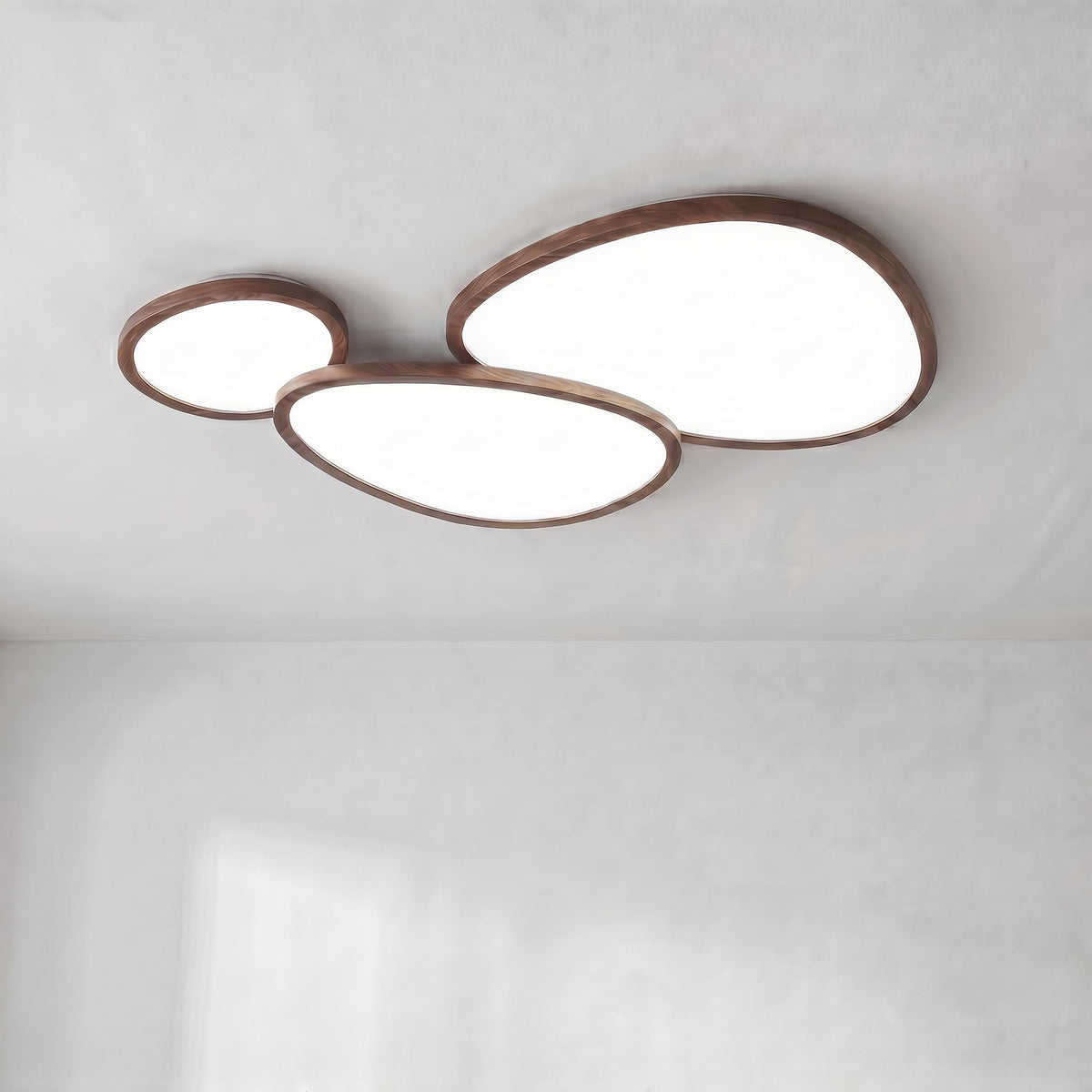 LED-Deckenleuchte aus dunklem Holz, ultraflaches Design, warmweißes Licht für Wohnzimmer, Flur und Schlafzimmer, skandinavisch und modern | Sansoti