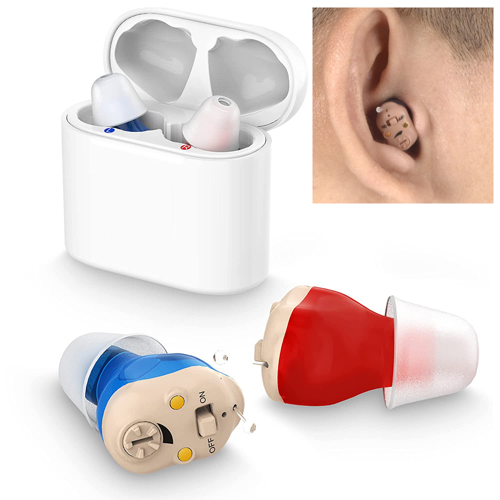 Rechargeable Invisible Wireless Hearing Aid with Noise Cancellation Bluetooth 25-Hour Battery Comfort | Sansoti