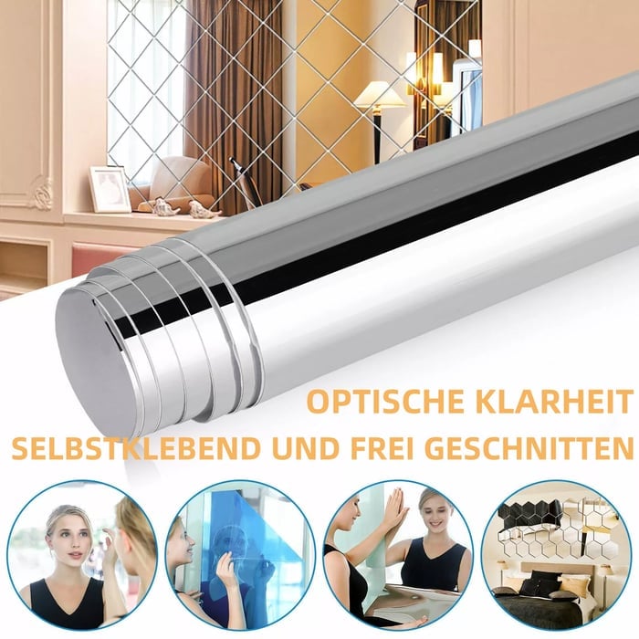 Flexible unbreakable PET mirror film, 60x200, 50x100, self-adhesive, safe, child-friendly interior decoration | Sansoti