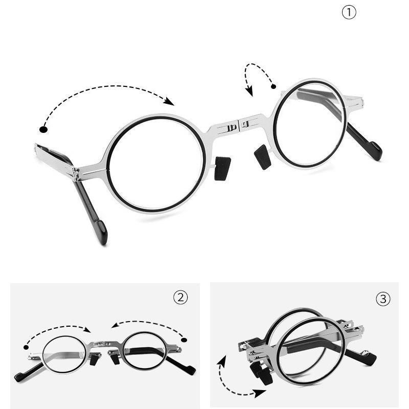 Zusammenklappbare Lesebrille mit Blaulichtfilter Titan Rundes Eckiges Gestell Ultraleicht 19g für Reisen und unterwegs | Sansoti