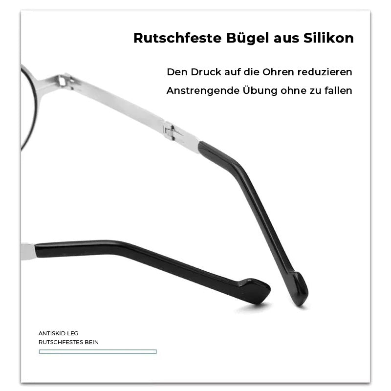 Zusammenklappbare Lesebrille mit Blaulichtfilter Titan Rundes Eckiges Gestell Ultraleicht 19g für Reisen und unterwegs | Sansoti