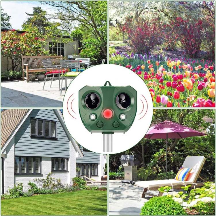 Ultrasonic bird and pest repeller solar powered | Waterproof garden repeller with motion sensor