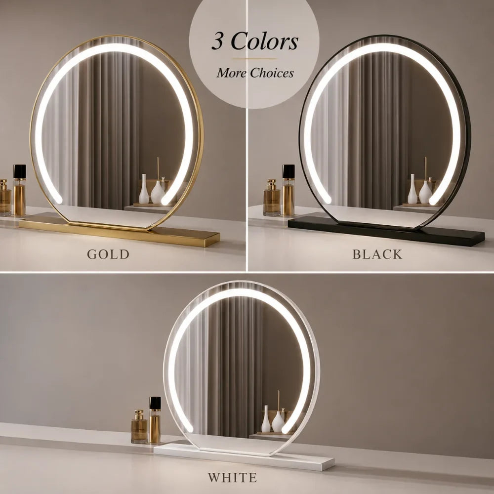 Make-up Mirror with 15x Magnification, LED Lighting, 360° Rotation, Touch Control, Dimmable Desk Vanity | Sansoti