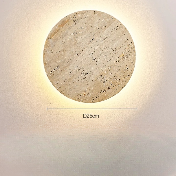 Aplique redondo de travertino LED moderno de piedra natural Ø23 Ø30 | Sansoti