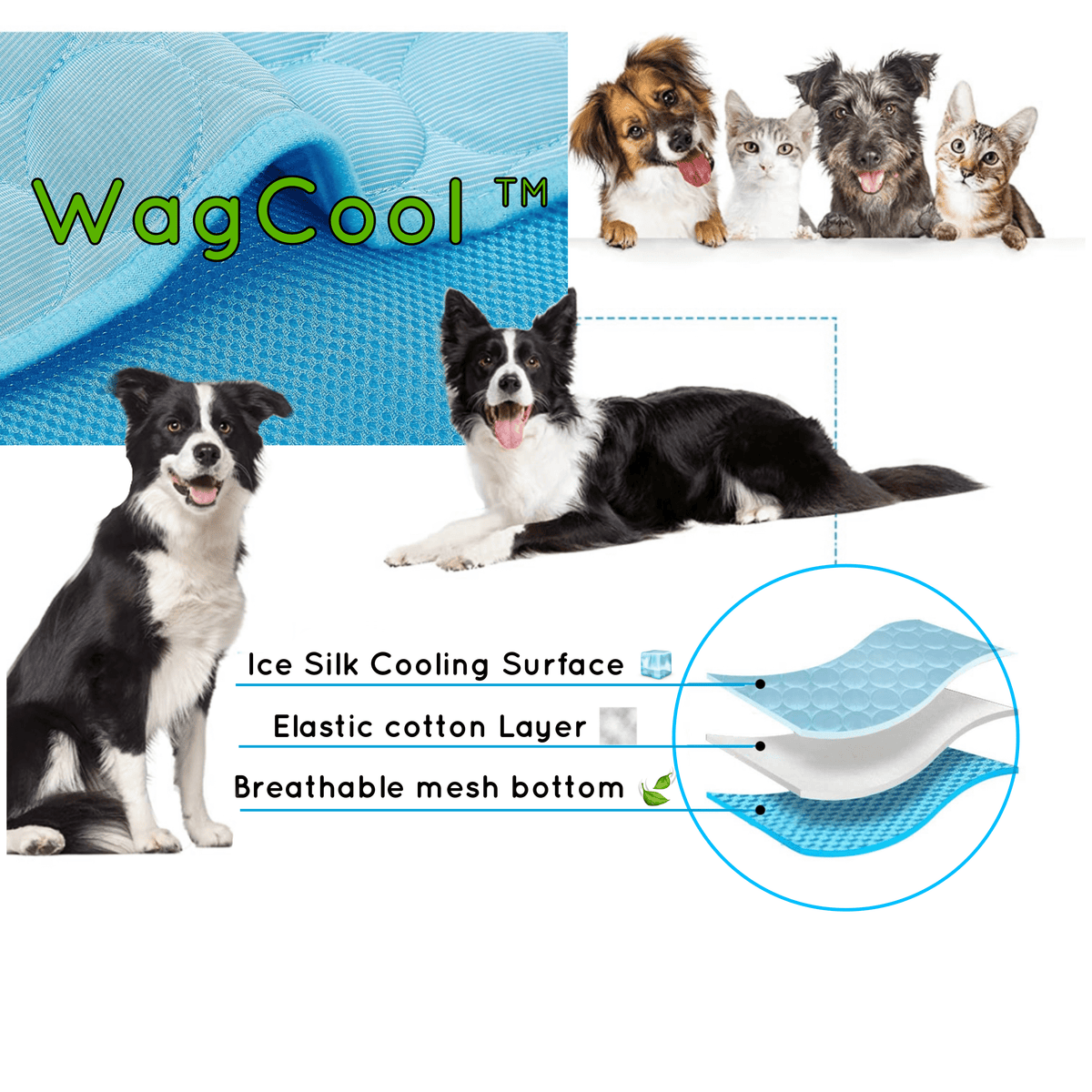 Cooling Mat for Dogs and Pets Cooling Cushion Ice Silk Washable Summer Comfort Mat Indoor Outdoor Cooling Cool | Sansoti