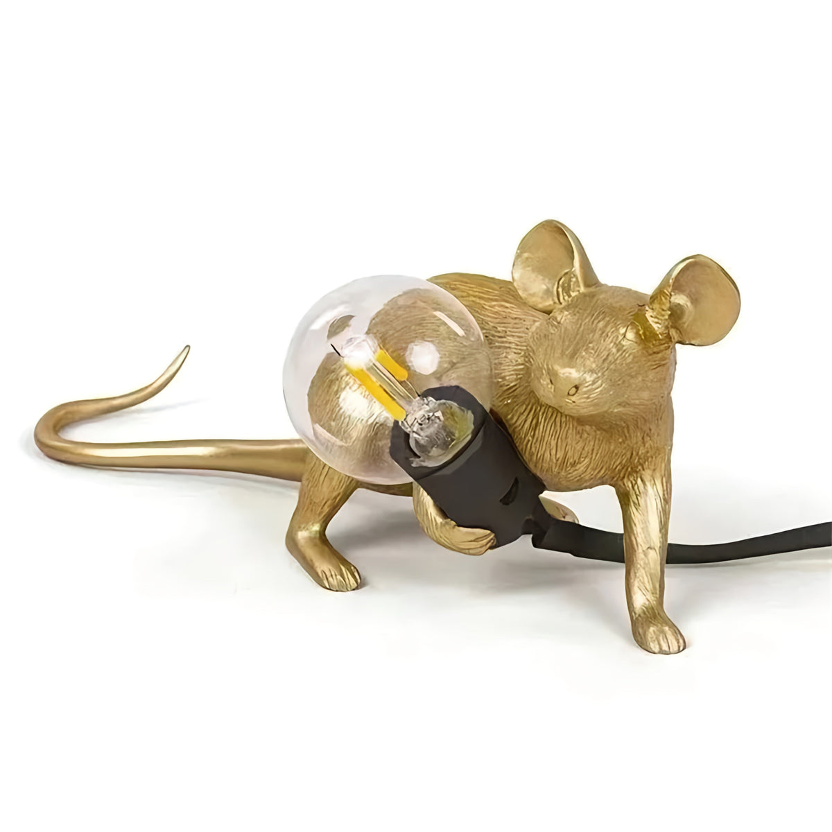 Decorative Table Lamp with Animal Figure – Resin – Golden and White Mouse – E12 – Warm Ambient Lighting for Living Room Bedroom Office | Sansoti