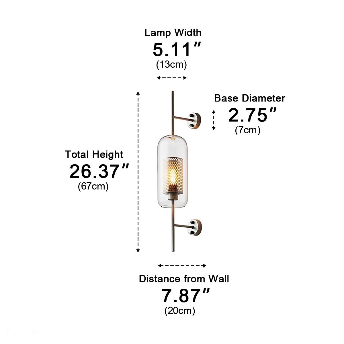 Industriële Wandlamp met Glazen Cilinderkap en LED-Verlichting voor Gang Woonkamer en Slaapkamer Interieur | Sansoti