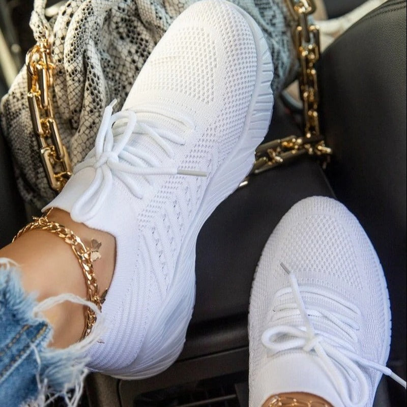 Damen-Sneaker aus Nylon und Baumwolle Luftiges Fußbett Knöchelstütze Casual Sport Arbeit Freizeit Markant Elegant Komfortabel | Sansoti