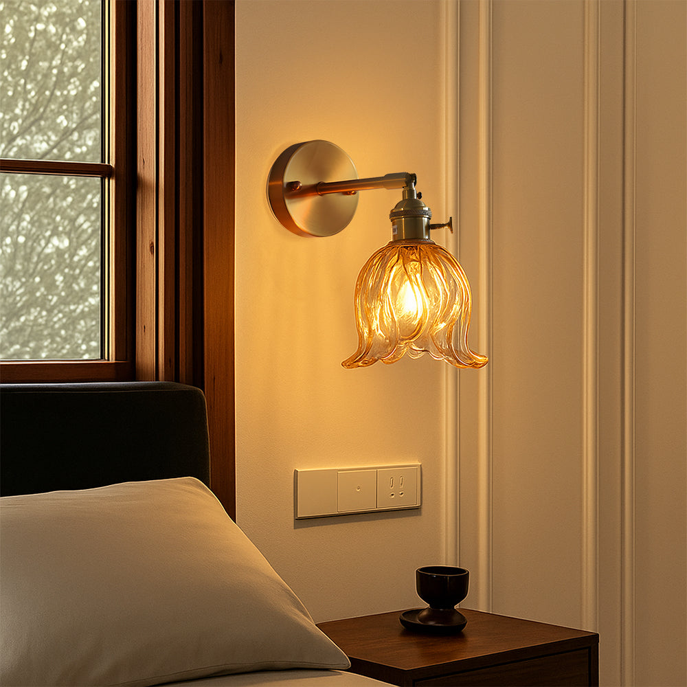 Bloem glazen wandlamp Ø16 cm glas metaal groen wandverlichting slaapkamer hal decoratieve verlichting vintage | Sansoti