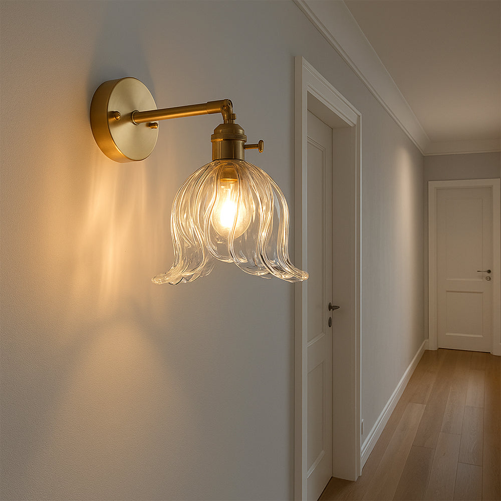 Bloem glazen wandlamp Ø16 cm glas metaal groen wandverlichting slaapkamer hal decoratieve verlichting vintage | Sansoti