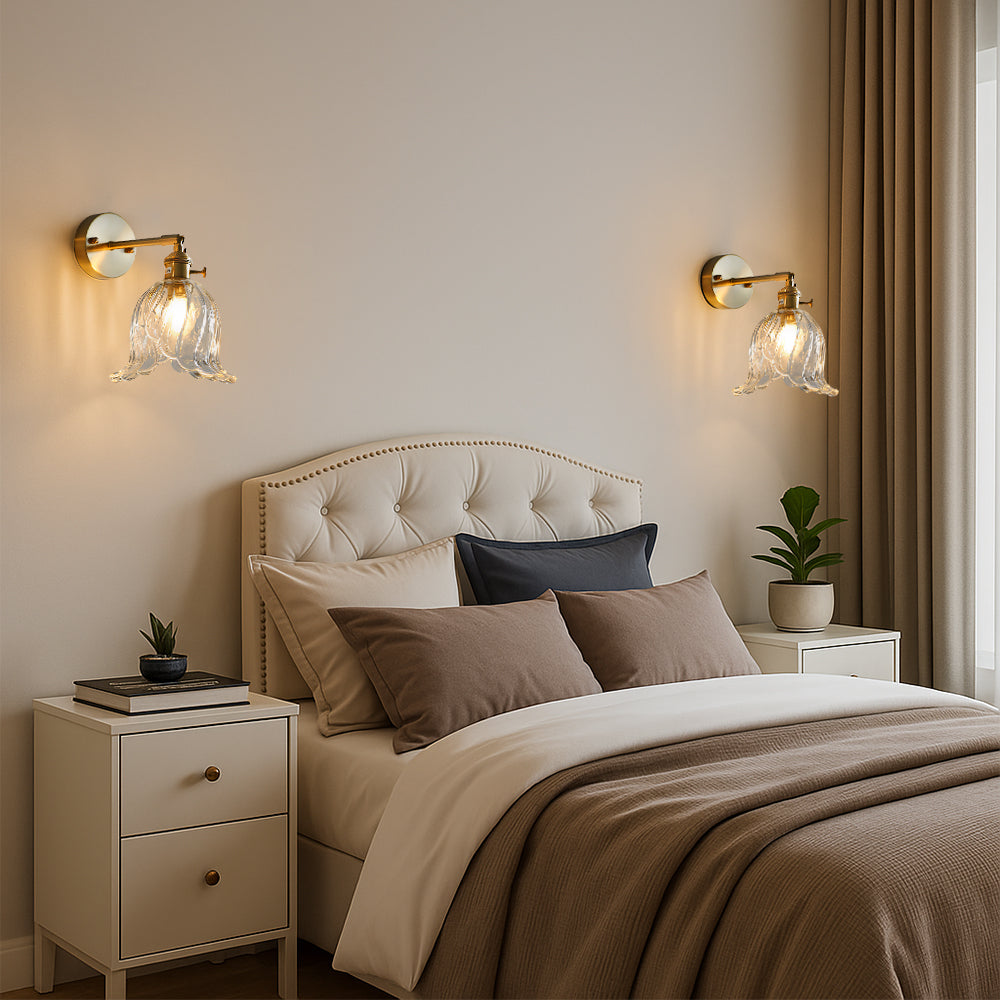 Bloem glazen wandlamp Ø16 cm glas metaal groen wandverlichting slaapkamer hal decoratieve verlichting vintage | Sansoti