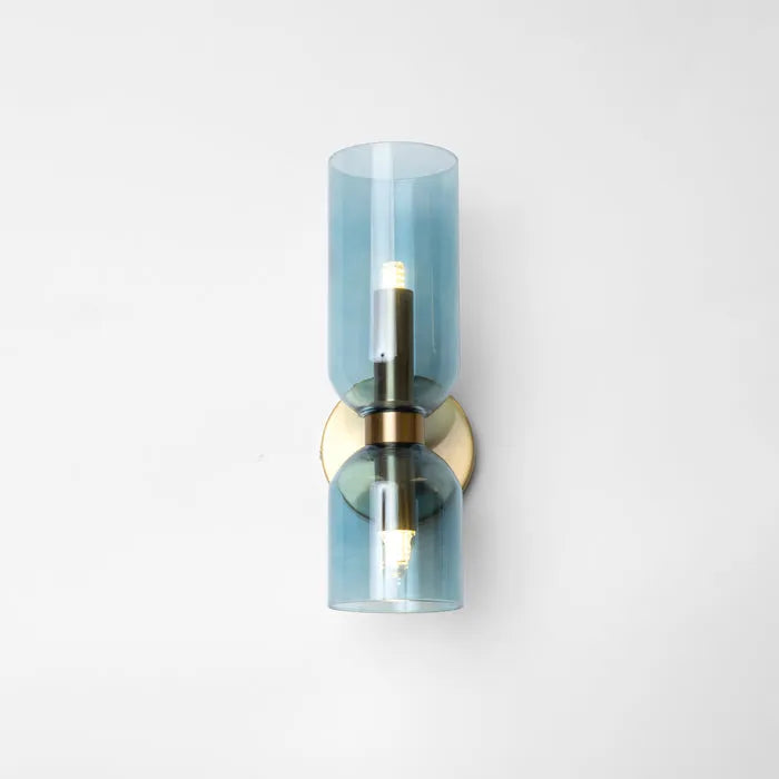 Doppelte Wandleuchte Glas Eisen Moderne Wandbeleuchtung Flur Schlafzimmer Wohnzimmer E12 | Sansoti