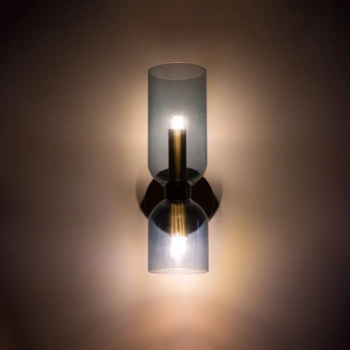 Doppelte Wandleuchte Glas Eisen Moderne Wandbeleuchtung Flur Schlafzimmer Wohnzimmer E12 | Sansoti