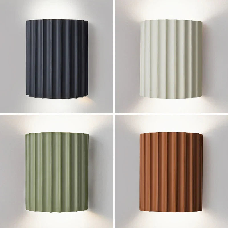LED Wall Light with Ribbed Relief Bidirectional Light Dimmable Synthetic Resin 14x8x16.5cm Hallway Bedroom Living Room | Sansoti