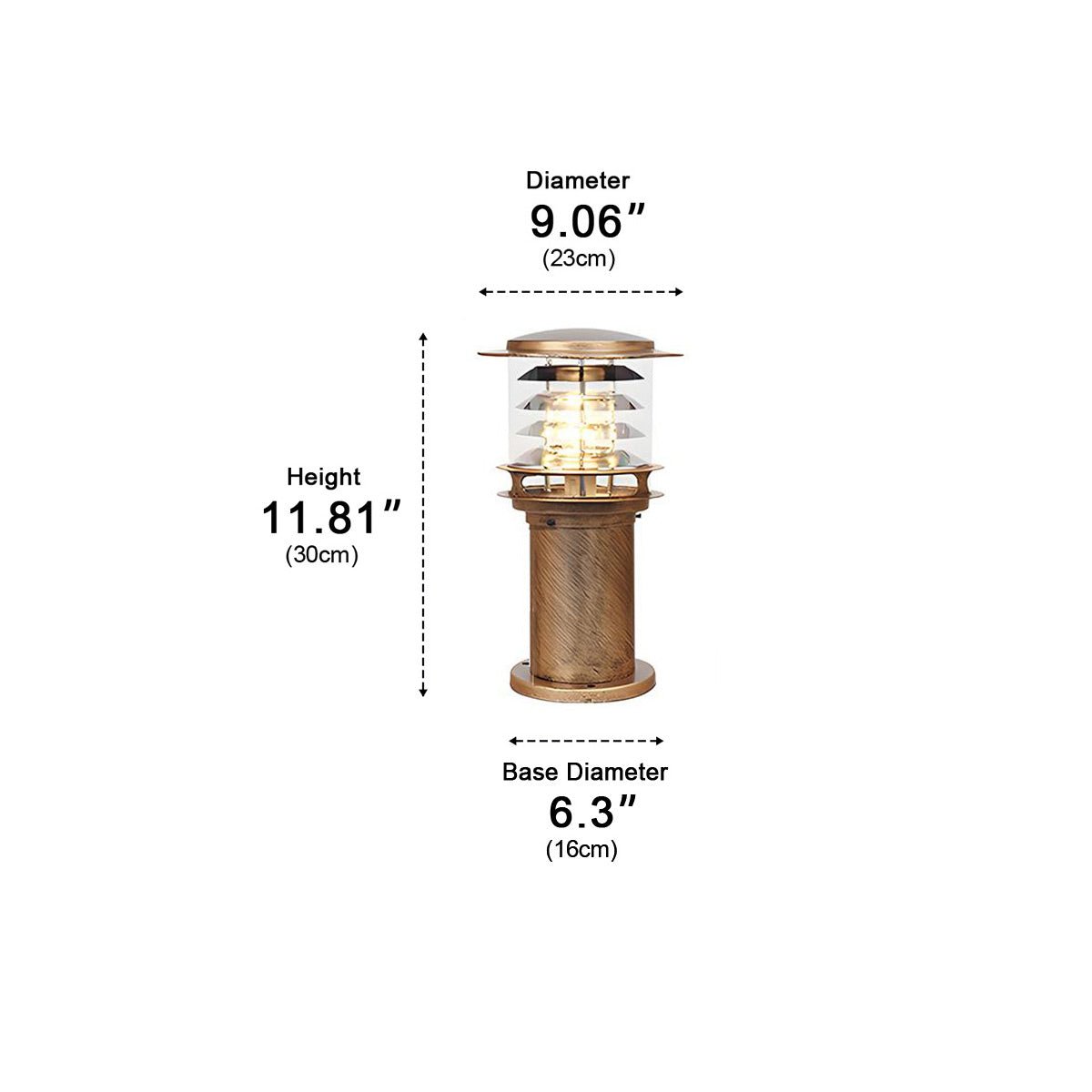 Lampe LED sur pied en forme de cylindre superposé, noire et bronze, éclairage de chemin de jardin IP65 étanche, éclairage extérieur pour allée de jardin | Sansoti