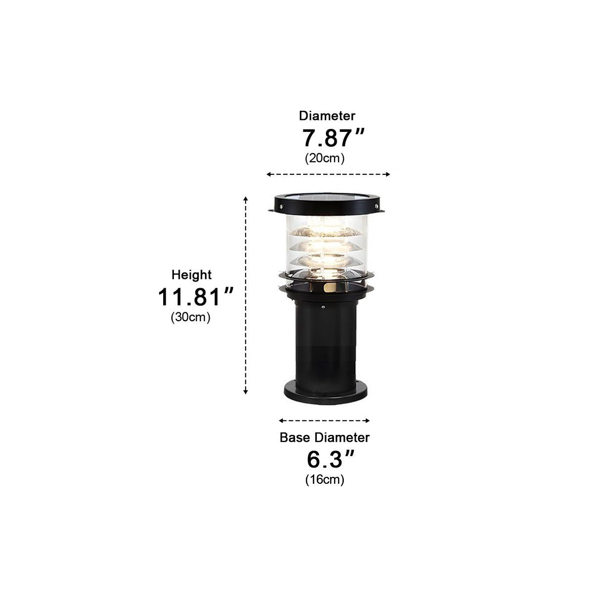 Lampe LED sur pied en forme de cylindre superposé, noire et bronze, éclairage de chemin de jardin IP65 étanche, éclairage extérieur pour allée de jardin | Sansoti