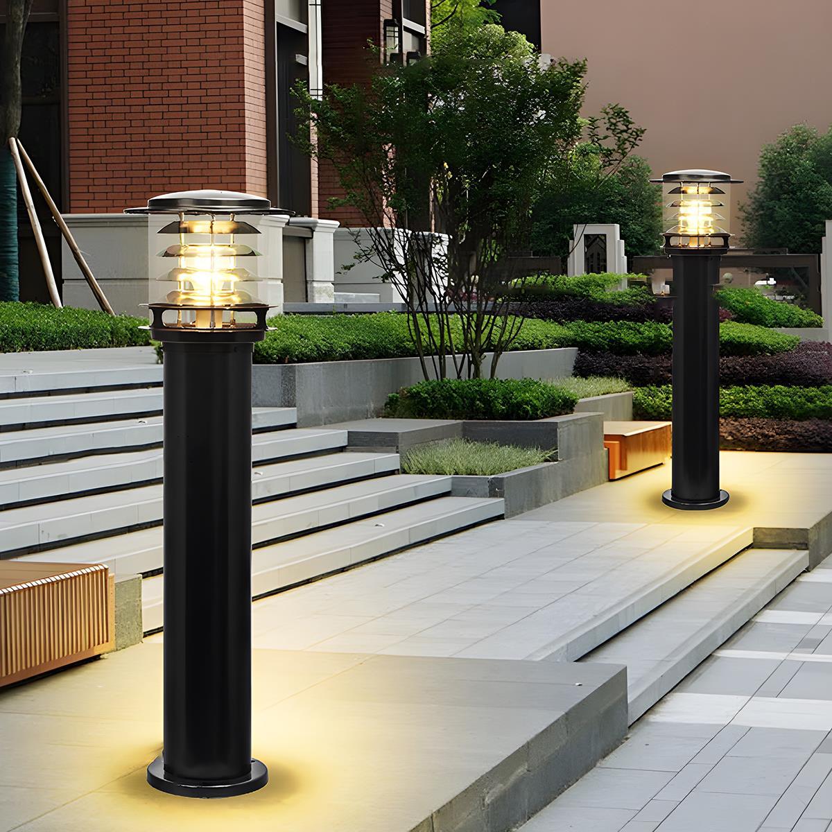 Outdoor Bollard Light Driveway LED Cylinder IP65 Aluminum Black Bronze Path Lighting Hardwired | Sansoti