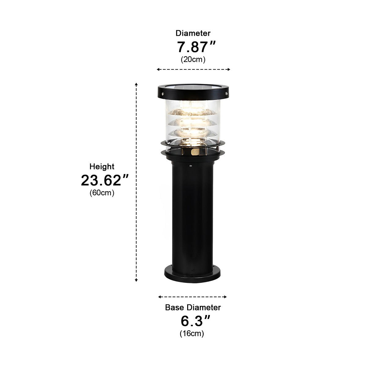 Lampe LED sur pied en forme de cylindre superposé, noire et bronze, éclairage de chemin de jardin IP65 étanche, éclairage extérieur pour allée de jardin | Sansoti
