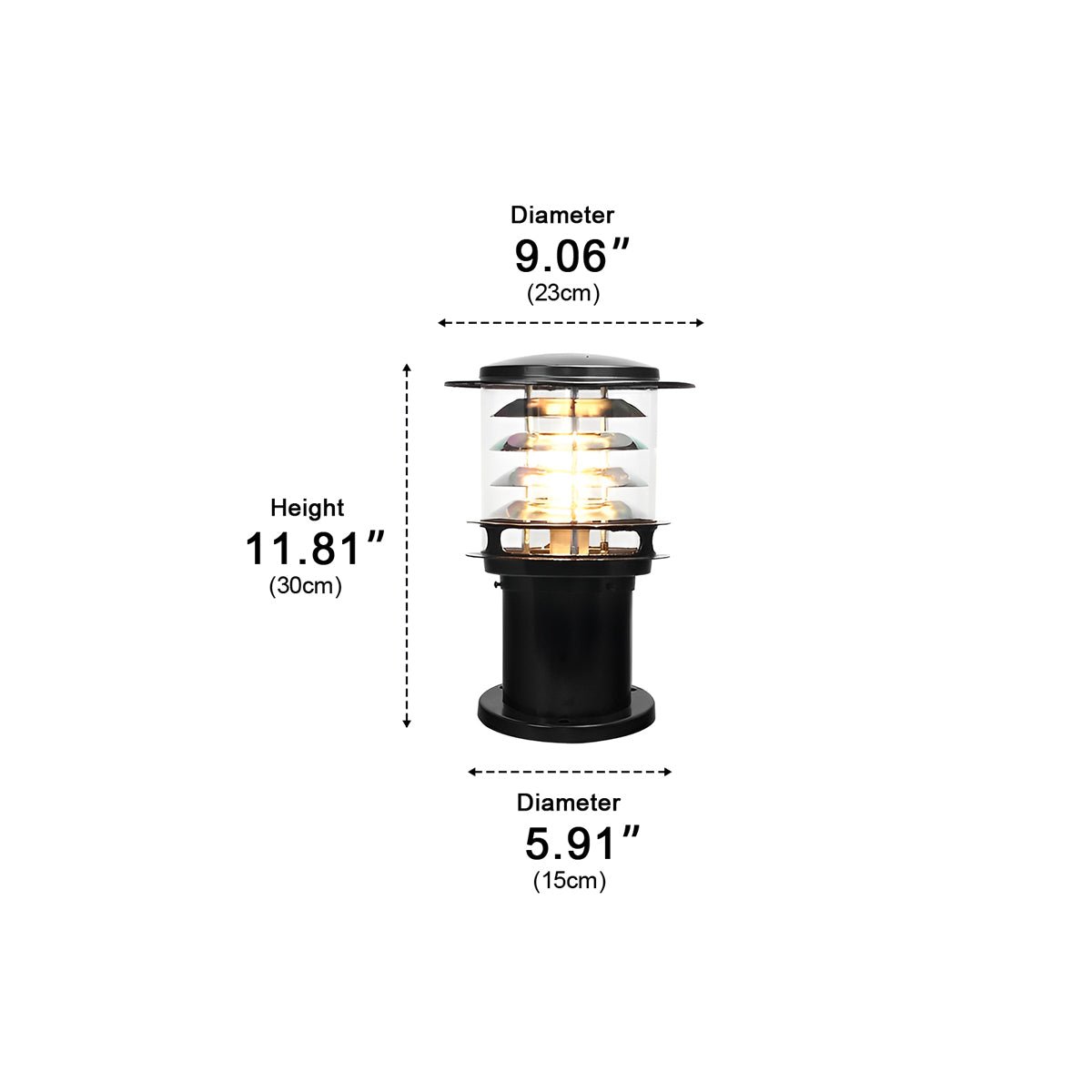 Solar Staande Buitenlamp Cilinder IP65 Waterdicht Aluminium Zwart Brons voor Oprit Pad en Terras | Sansoti