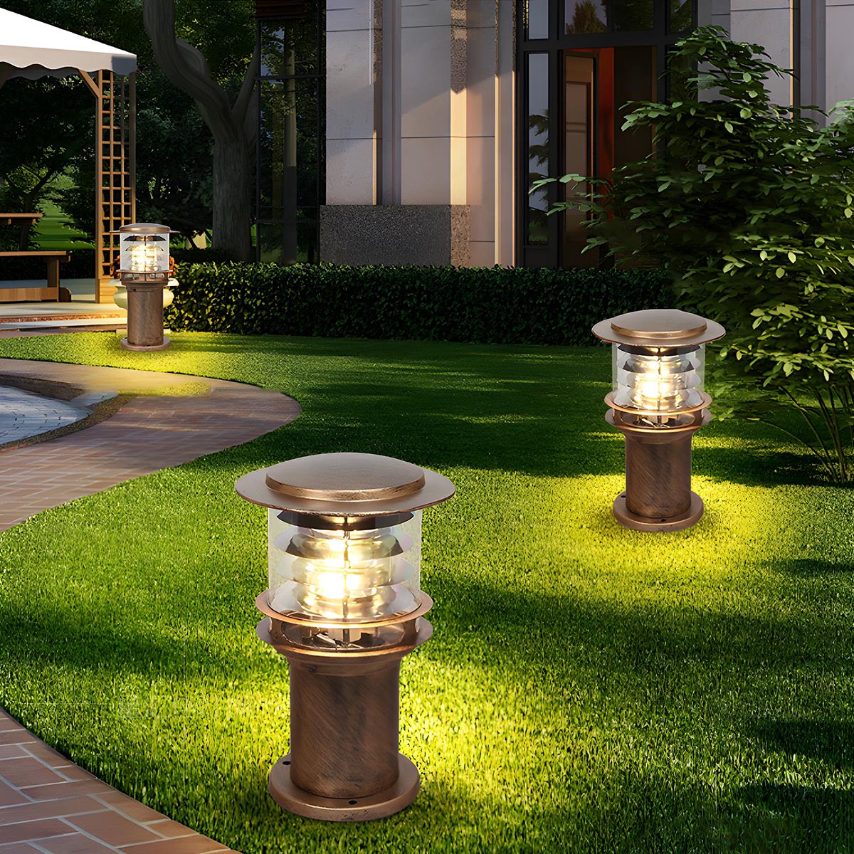 Solar Staande Buitenlamp Cilinder IP65 Waterdicht Aluminium Zwart Brons voor Oprit Pad en Terras | Sansoti
