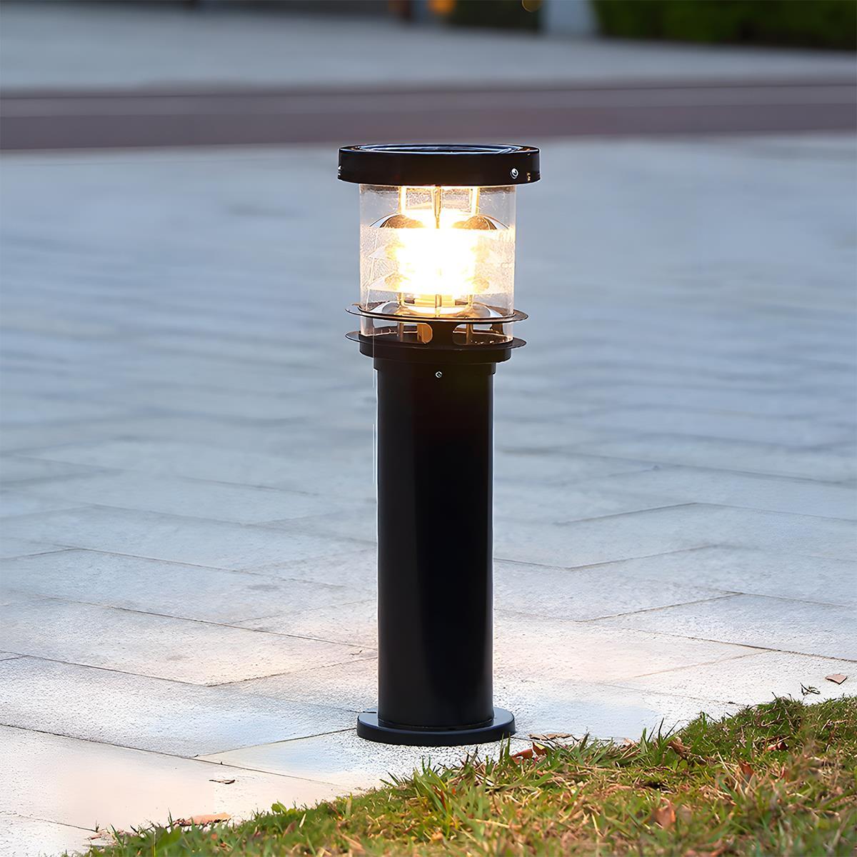 Solar Staande Buitenlamp Cilinder IP65 Waterdicht Aluminium Zwart Brons voor Oprit Pad en Terras | Sansoti