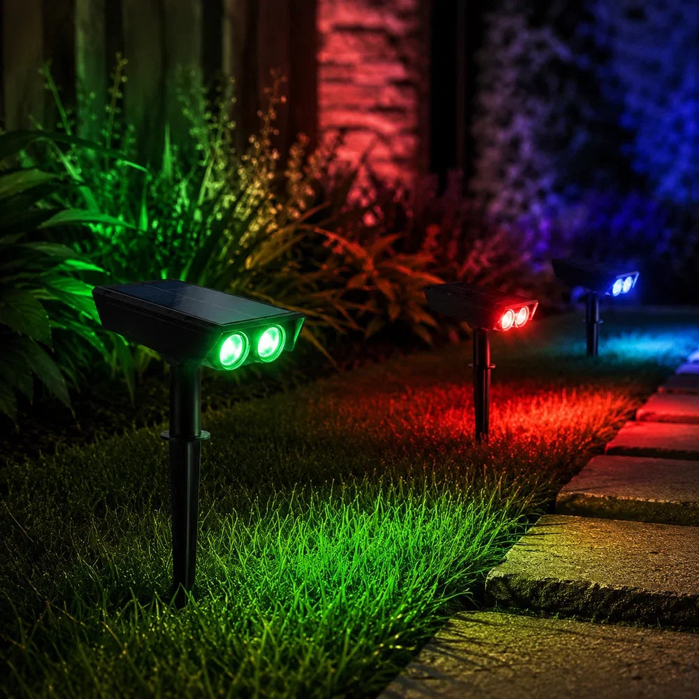 Solar-Powered Garden Spotlights LED Set with Adjustable Lens, IP65 Waterproof Outdoor Lighting for Garden, Lawn, and Patio | Sansoti