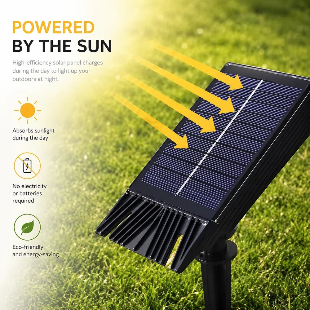Solar-Powered Garden Spotlights LED Set with Adjustable Lens, IP65 Waterproof Outdoor Lighting for Garden, Lawn, and Patio | Sansoti