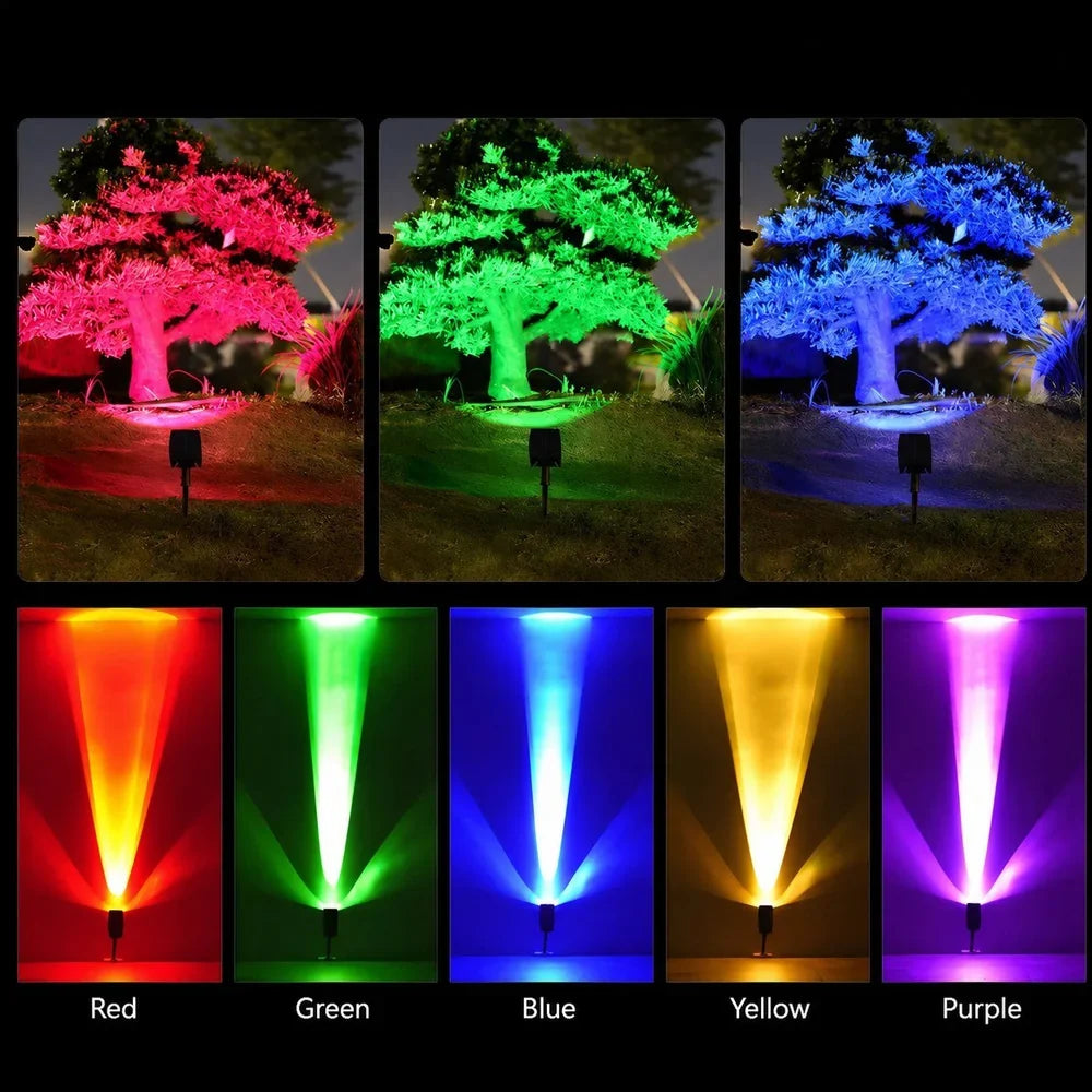Solar-Powered Garden Spotlights LED Set with Adjustable Lens, IP65 Waterproof Outdoor Lighting for Garden, Lawn, and Patio | Sansoti