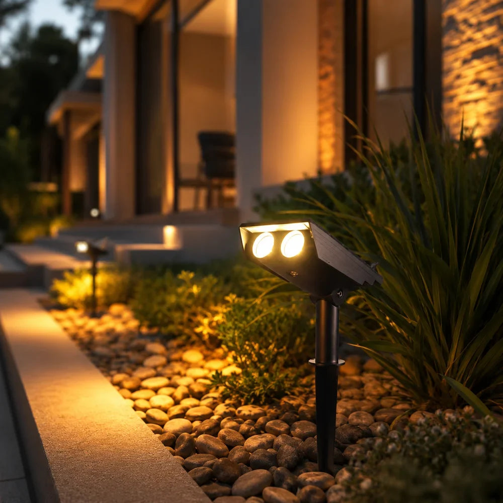 Solar-Powered Garden Spotlights LED Set with Adjustable Lens, IP65 Waterproof Outdoor Lighting for Garden, Lawn, and Patio | Sansoti
