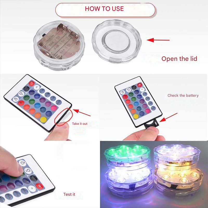 Underwater LED Light IP68 Waterproof with Remote Control 16 Colors for Swimming Pools Ponds Fountains Aquariums | Sansoti