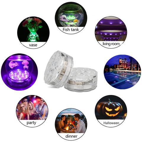 Underwater LED Light IP68 Waterproof with Remote Control 16 Colors for Swimming Pools Ponds Fountains Aquariums | Sansoti