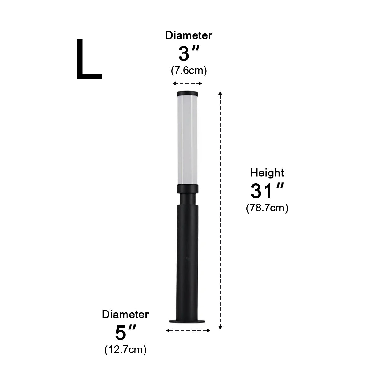 Garden Light Cylindrical Bollard Light Black Aluminum IP55 61-200cm Outdoor Lighting Patio Lighting Pathway Lighting | Sansoti